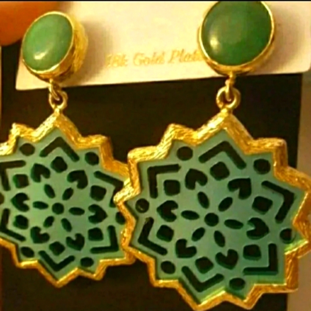 18K GP EARRINGS BOHO Hanging Drop Earrings Womens Boho Ladies Jewelry